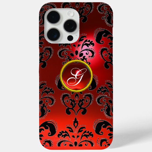 Coques Case-Mate iPhone DAMASK GEM MONOGRAS rouge (Verso)