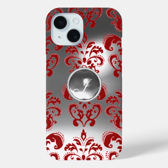 Coques Case-Mate iPhone DAMASK GEM MONOGRAS rouge blanc (Verso)