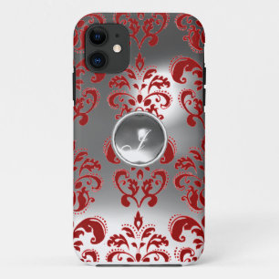 Coque Case-Mate iPhone DAMASK GEM MONOGRAS rouge blanc