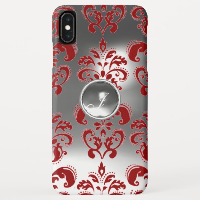 Coques Case-Mate iPhone DAMASK GEM MONOGRAS rouge blanc (Dos)