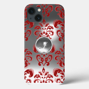 Coque Case-Mate iPhone DAMASK GEM MONOGRAS rouge blanc