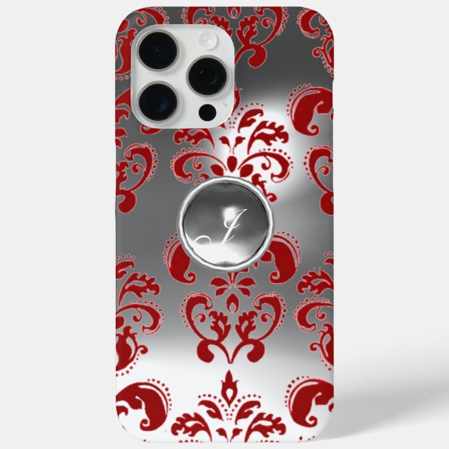 Coques Case-Mate iPhone DAMASK GEM MONOGRAS rouge blanc (Verso)