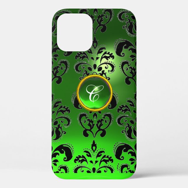 Coques Case-Mate iPhone DAMASK GEM MONOGRAS vert (Verso)