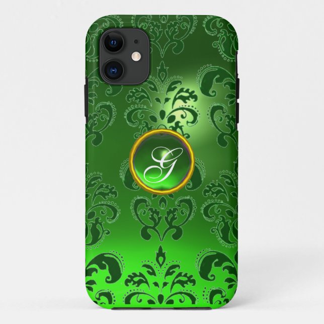 Coques Case-Mate iPhone DAMASK GEM MONOGRAS vert (Dos)