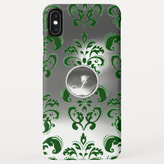 Coques Case-Mate iPhone DAMASK GEM MONOGRAS vert blanc (Dos)