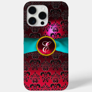 Coque Case-Mate iPhone DAMASK MONOGRAM DE FILLE rouge bordeaux blanc ruba