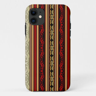 Coque Case-Mate Pour iPhone Damask Red Gold Black Stripes