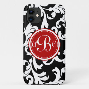 Etui iPhone Case-Mate Damassé décorée d'un monogramme de "B" en rouge