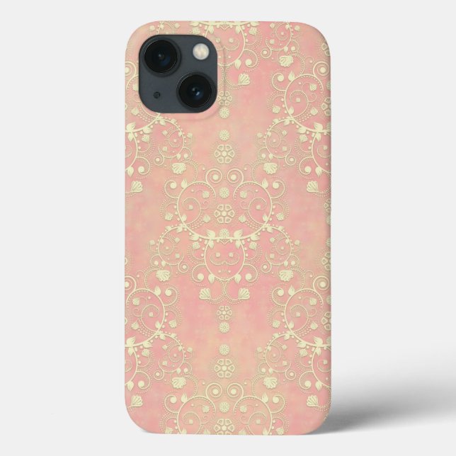 Coques Case-Mate iPhone Damassé Féminin Rose Poudré Powder Puff (Verso)