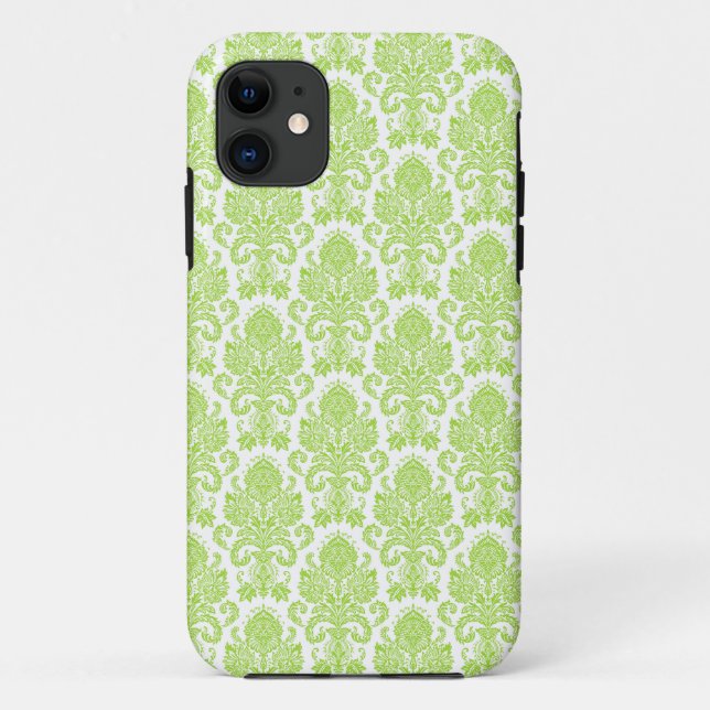 Coques Case-Mate iPhone Damassé Girly de vert de chaux (Dos)