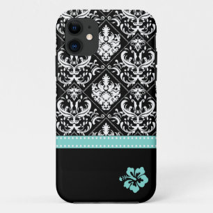 Case-Mate iPhone Case Damassé noire et blanche élégante avec la ketmi