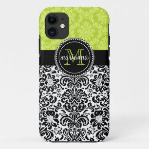 Case-Mate iPhone Case Damassé noire verte élégante personnalisée