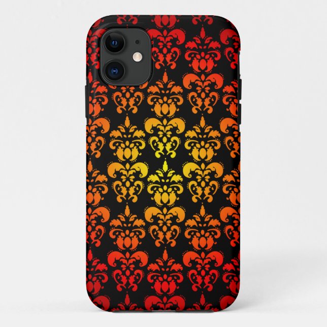 Coques Case-Mate iPhone Damassé rouge, jaune et noir (Dos)