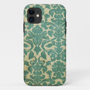 Coques Pour iPhone Damassé vintage de vert sauge