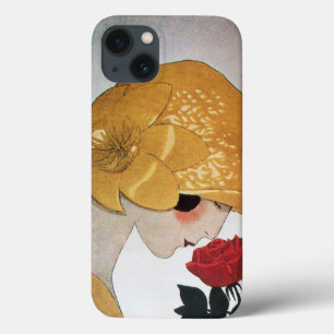 iPhone 13 COQUE DAME À LA ROSE ROUGE