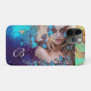 COQUE Case-Mate POUR iPhone DAME BLEUE BOUTTERFLY, MONOGRAMME TURQUOISE OR SPA