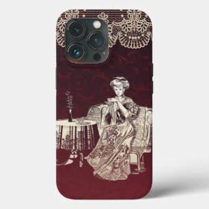 Coques Pour iPhone dame boit du thé