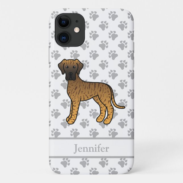 Coques Case-Mate iPhone Dame Brindle Grand Danois Chien de Dessin Animé Mi (Dos)
