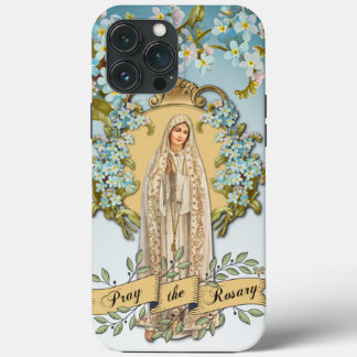 Case-Mate iPhone Case Dame de Fatima Vierge Marie Bleu Floral Religieux