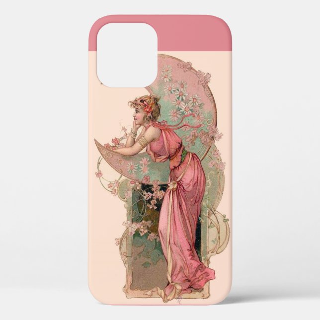 COQUES Case-Mate iPhone DAME DE LA LUNE AVEC FLEURS EN ROSE (Verso)