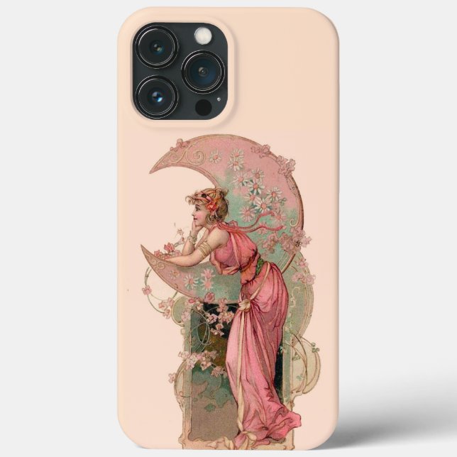COQUES Case-Mate iPhone DAME DE LA LUNE AVEC FLEURS EN ROSE (Verso)