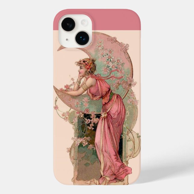 COQUES Case-Mate iPhone DAME DE LA LUNE AVEC FLEURS EN ROSE (Verso)