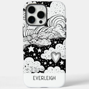 Coque iPhone 16 Pro Max Dames célestes Doodles Personnalisés