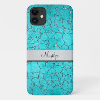 Case-Mate iPhone Case Dames Classieuses Motif Turquoise Monogramme