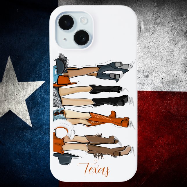 Coques Case-Mate iPhone Dames du Texas Boots et Chapeaux Orange Brûlé (Créateur téléchargé)