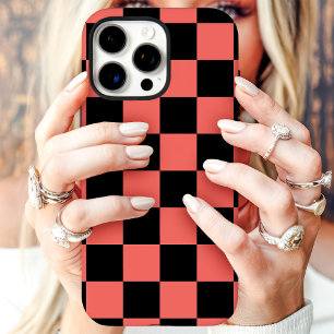 Coque iPhone 16 Pro Max Damier Corail Noir