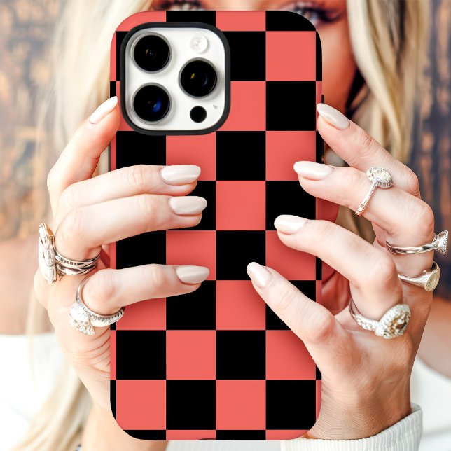 Coques Case-Mate iPhone Damier Corail Noir (Créateur téléchargé)
