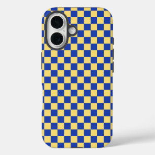 Coque Pour iPhone 16 Damier jaune et bleu à carreaux