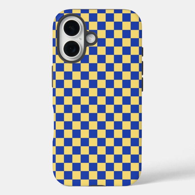 Coques Case-Mate iPhone Damier jaune et bleu à carreaux (Verso)