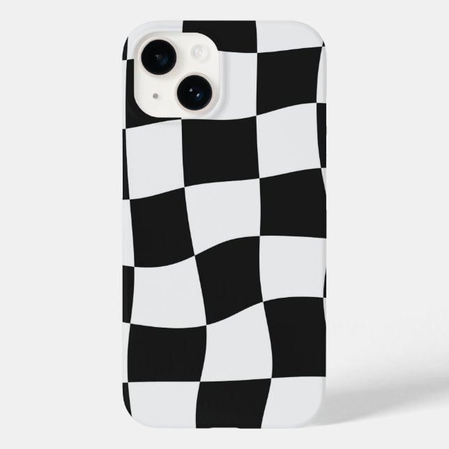 Coques Case-Mate iPhone Damier Noir & Blanc Rétro Déformé (Verso)