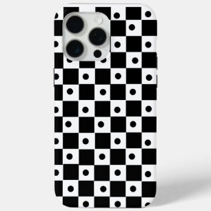 Coque Case-Mate iPhone Damier noir et blanc esthétique avec des points ré