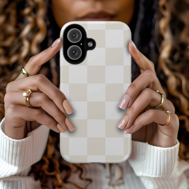 Coques Case-Mate iPhone Damier Rétro Crème et Blanc (Créateur téléchargé)