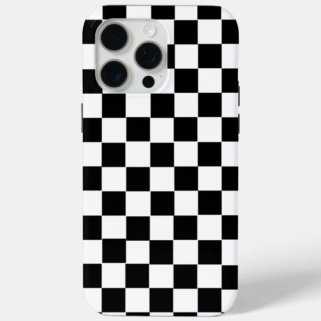 Coques Case-Mate iPhone Damier rétro noir et blanc esthétique (Verso)
