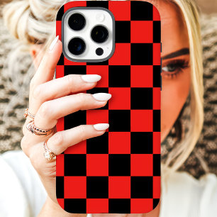 Coque iPhone 16 Pro Max Damier Rouge Noir