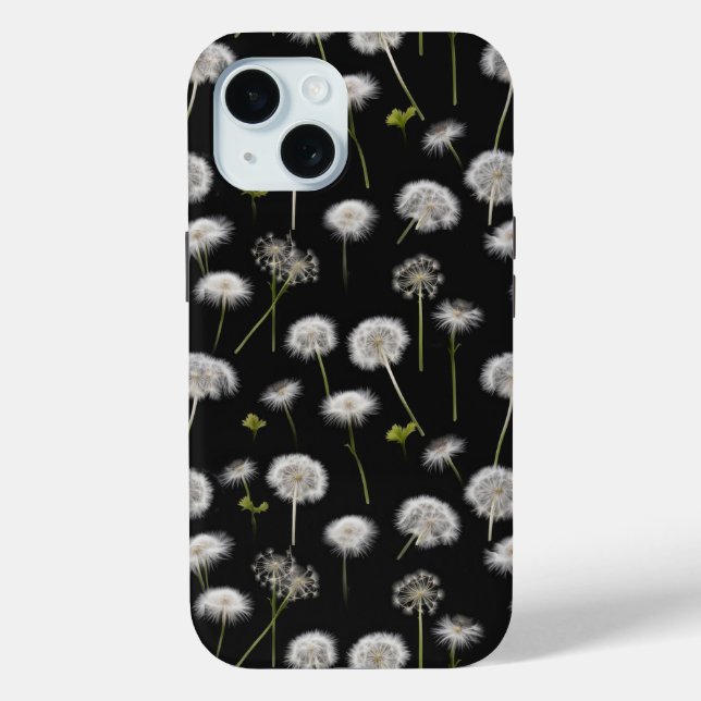 Coques Case-Mate iPhone Dandelions Fluffés Sur Noir (Verso)