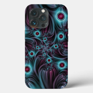 Case-Mate iPhone Case Dans la profondeur Bleu rose Abstrait Fractal Art