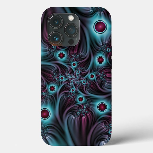 Coques Case-Mate iPhone Dans la profondeur Bleu rose Abstrait Fractal Art (Verso)