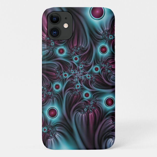 Coques Case-Mate iPhone Dans la profondeur Bleu rose Abstrait Fractal Art (Dos)