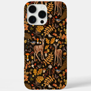 Coque iPhone 16 Pro Max Dans les bois / Cerf d'automne sur noir