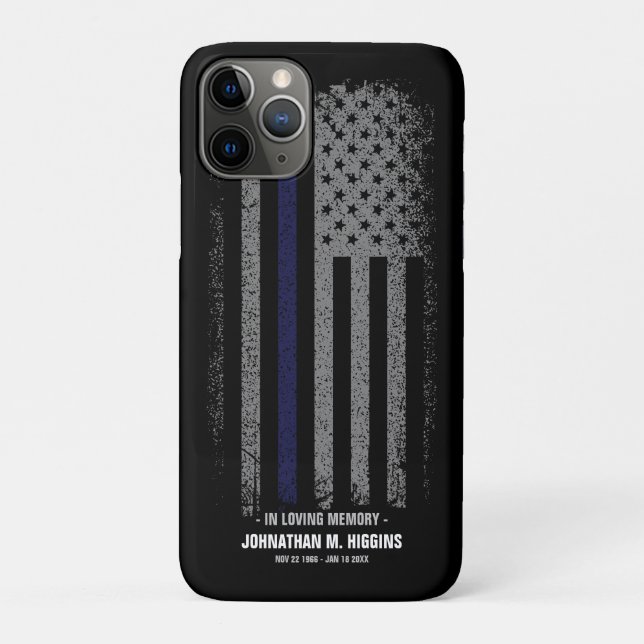 Coques Case-Mate iPhone Dans Love Mémoire Police Mince Ligne Bleue Drapeau (Dos)
