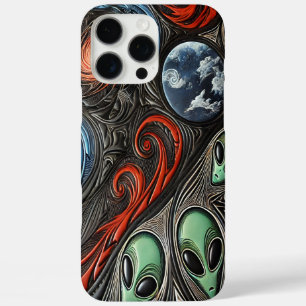 Coque iPhone 16 Pro Max Danse cosmique d'Aliens et de Galaxies ensemble