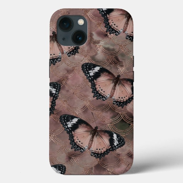 Coques Case-Mate iPhone Danse rose de papillon d'or 1 (Verso)