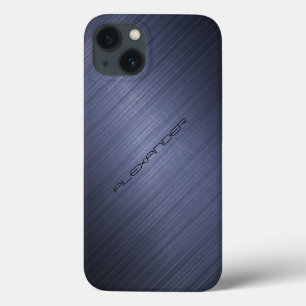 Etui iPhone Case-Mate Dark Blue Brushed Aluminum Metal Look 2-Monogram