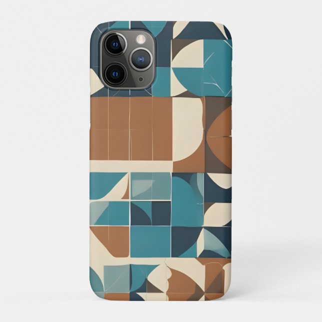 Coques Case-Mate iPhone Dark Blue, Teal, Brown, and Tan Geometric Pattern (Dos)