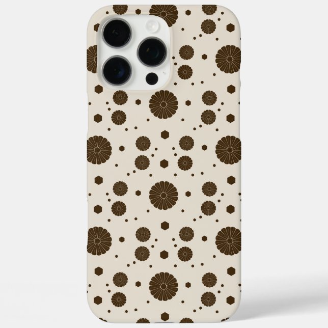 Coques Case-Mate iPhone Dark Brown Micro Floral Beige (Verso)