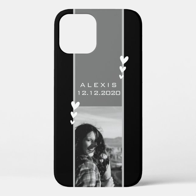 Coques Case-Mate iPhone Date de naissance rappel Modèle photo noir blanc (Verso)